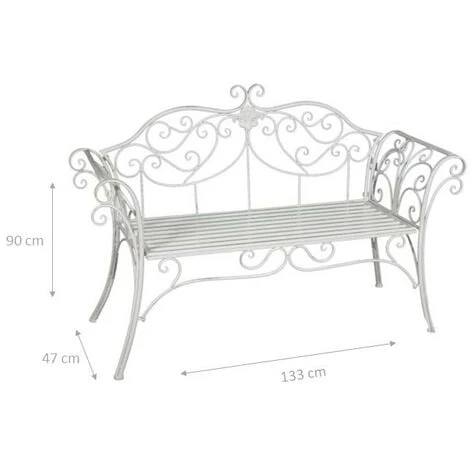 Panchina Da Esterno 133x47x90 Cm Panchina In Ferro Panchina Da Giardino E Ingresso Panca Da Esterno Bianca 4 Panchina Da Esterno 133x47x90 Cm Panchina In Ferro Panchina Da Giardino E Ingresso Panca Da Esterno Bianca - immagine 2