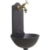 Fontana A Muro Mod.Malaga Colore Ghisa Casa E Giardino Con Rubinetto Cod.303B In Ottone Brunito -Giardino di Lusso 18248340 1