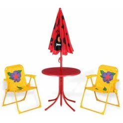 Set Mobili Da Giardino Per Bambini Con Ombrellone Preotezione UV Angoli Ar -Giardino di Lusso 18457540 3