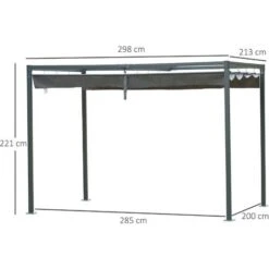 Outsunny Gazebo Pergola Con Telo Scorrevole Per Esterni, 298 X 213 X 222 Cm -Giardino di Lusso 18495368 3