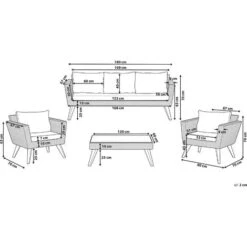 Set Esterno Rattan Marrone Divano 3 Posti 2 Poltrone Tavolino Cuscini Grigi Vittoria XL -Giardino di Lusso 18510388 3