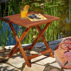 Casaria Tavolino Pieghevole In Legno Di Acacia Oliato 70x70x73cm Tavolo In Legno Tavolino Da Caffè Tavolo Da Giardino -Giardino di Lusso 18842071 3
