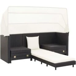 Divano Letto A 3 Posti Estendibile Con Tetto Polyrattan Nero VidaXL 10 Divano Letto A 3 Posti Estendibile Con Tetto Polyrattan Nero VidaXL -Giardino di Lusso 18903205 4