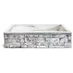 Lavandino Da Giardino Gaeta 80 In Cemento Anticato Colore Grigio - 80x40x20 Cm -Giardino di Lusso 18969957 2