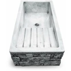 Lavandino Da Giardino Gaeta 80 In Cemento Anticato Colore Grigio - 80x40x20 Cm -Giardino di Lusso 18969957 3