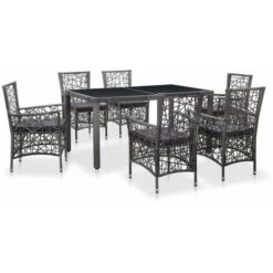 Set Da Pranzo Da Giardino 7 Pz In Polyrattan Grigio VidaXL