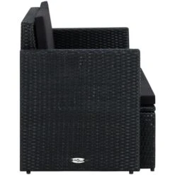 Divano Da Giardino A 2 Posti Con Cuscini Nero In Polyrattan VidaXL -Giardino di Lusso 19604276 4