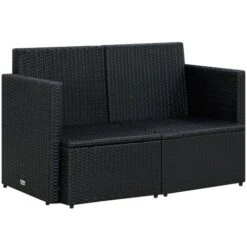 Divano Da Giardino A 2 Posti Con Cuscini Nero In Polyrattan VidaXL -Giardino di Lusso 19604276 5