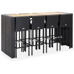 Set Da Bar Da Giardino 9 Pz Polyrattan E Legno Di Acacia Nero VidaXL -Giardino di Lusso 19807735 2