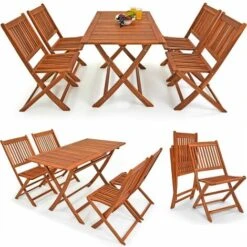 Set Da Pranzo Da Giardino Sydney Tavolo E Sedie 4+1 Legno D'Acacia Certificato FSC® Salotto Da Esterni