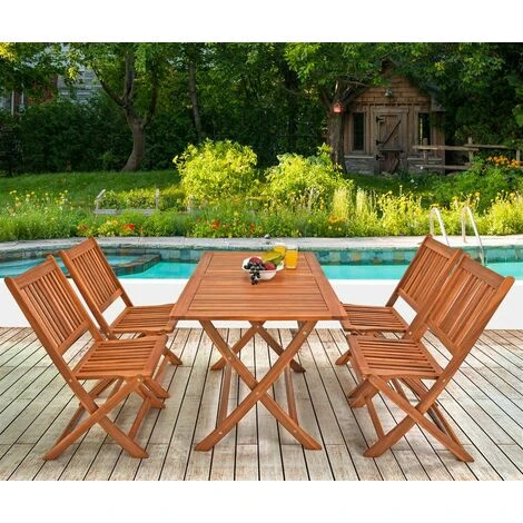 Set Da Pranzo Da Giardino Sydney Tavolo E Sedie 4+1 Legno D'Acacia Certificato FSC® Salotto Da Esterni 5 Set Da Pranzo Da Giardino Sydney Tavolo E Sedie 4+1 Legno D'Acacia Certificato FSC® Salotto Da Esterni - immagine 3