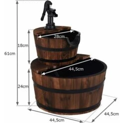 Fontana Da Giardino 2 Piani Con Pompa D'Acqua, Perfetto Per Interno Ed Esterno, Legno Di Abete, 61x44,5x44,5cm -Giardino di Lusso 20558228 5
