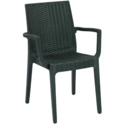 POLTRONA SEDIA RESINA DAFNE ANTRACITE EFFETTO RATTAN PER TERRAZZI BAR