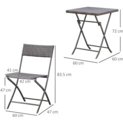 Outsunny Set Mobili Da Giardino In PE Rattan Tavolino Con 2 Sedie, Nero -Giardino di Lusso 2111917 3