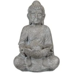 Fontana Da Esterno Buddha Con Ricircolo D'acqua E Illuminazione Led, 29,5x28x45 Cm