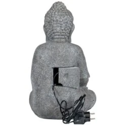 Fontana Da Esterno Buddha Con Ricircolo D'acqua E Illuminazione Led, 29,5x28x45 Cm -Giardino di Lusso 21290860 4