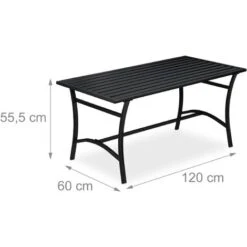 Relaxdays Tavolo Da Giardino, Rettangolare, Terrazza & Balcone, Arredamento Da Esterno, Metallo, 55,5x120x60cm, Nero -Giardino di Lusso 22623538 4