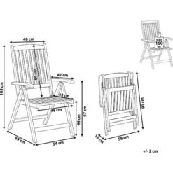 Sedia Da Giardino In Legno Di Acacia Scuro Regolabile Pieghevole Toscana -Giardino di Lusso 2281268 3