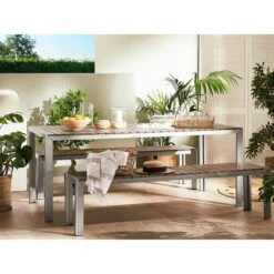Set Da Giardino In Alluminio Anodizzato Marrone Tavolo Rettangolare 2 Panche NARDO -Giardino di Lusso 2281273 2 1