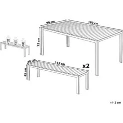Set Da Giardino In Alluminio Anodizzato Marrone Tavolo Rettangolare 2 Panche NARDO -Giardino di Lusso 2281273 3