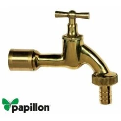 Papillon Rubinetto Con Portagomma Modello Corto In Ottone 1/2 Da Giardino Decorativo