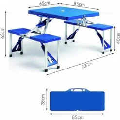 Tavolo Pieghevole Con Sedie Integrate Deuba Alluminio Blu -Giardino di Lusso 26426031 5