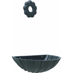 Fontana A Muro Mod.Conchiglia Grigio Ghisa Con Rosone Fiore Per Casa Giardino