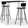 Set Da Bar 3 Pz Nero VidaXL