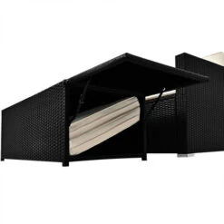 Deuba Mobili Da Giardino Divano E Ottomana In Polirattan Cuscini Idrorepellenti Arredamento Esterno Balcone Terrazza Patio Piscina Nero -Giardino di Lusso 28671331 4