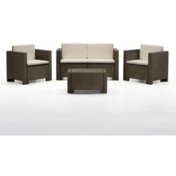 SALOTTINO DA GIARDINO IN POLIPROPILENE COLORADO 4 POSTI MARRONE