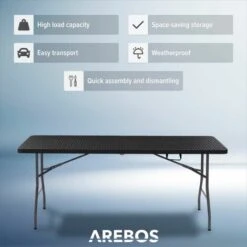 AREBOS Tavolo Pieghevole Tavolo Pieghevole A Buffet Tavolo In Rattan Look -Giardino di Lusso 28761851 3