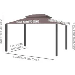 Outsunny Gazebo Da Giardino Con Doppio Tetto E Zanzariera In Poliestere, Caffè, 2.9x3.9m -Giardino di Lusso 28944229 3
