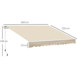 Outsunny Tenda Da Sole Avvolgibile Per Esterno In Poliestere E Alluminio, Beige, 365 × 250cm -Giardino di Lusso 28944550 3