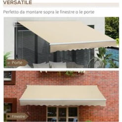 Outsunny Tenda Da Sole Avvolgibile Per Esterno In Poliestere E Alluminio, Beige, 365 × 250cm -Giardino di Lusso 28944550 5