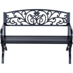 Outsunny Panchina Da Esterno In Ghisa Lavorata, Nero, 127x60x85cm -Giardino di Lusso 28944811 4
