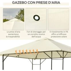 Outsunny Tendone Gazebo Da Giardino Bianco In Metallo 3x3m -Giardino di Lusso 28944831 5