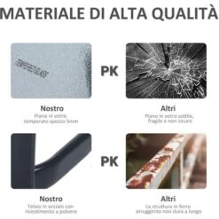 Outsunny Tavolino Moderno Da Giardino Esterno Piano In Vetro Temperato, Metallo, Nero, 68,5x68,5x84cm -Giardino di Lusso 28944935 5