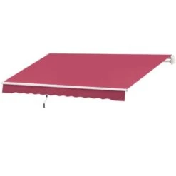 Outsunny Tenda Da Sole Per Esterno Avvolgibile A Parete Impermeabile In Poliestere, Rosso Bordeaux 3x2.5m