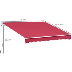 Outsunny Tenda Da Sole Per Esterno Avvolgibile A Parete Impermeabile In Poliestere, Rosso Bordeaux 3x2.5m -Giardino di Lusso 28945073 3
