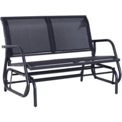 Outsunny Panchina A Dondolo Biposto In Metallo, Grigio, 123x70x87cm