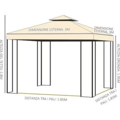 Outsunny Gazebo Da Giardino Con Doppio Tettuccio, 3x3m -Giardino di Lusso 28945441 3