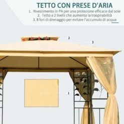 Outsunny Gazebo Da Giardino Con Doppio Tettuccio, 3x3m -Giardino di Lusso 28945441 4