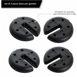 Outsunny Base Per Gazebo 4 Pezzi Riempito Con Cemento 2.3kg, 20x4.5cm -Giardino di Lusso 28945606 4