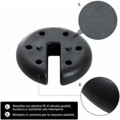 Outsunny Base Per Gazebo 4 Pezzi Riempito Con Cemento 2.3kg, 20x4.5cm -Giardino di Lusso 28945606 5