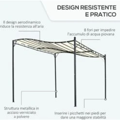Outsunny Gazebo Tenda Parasole Con Telo In Poliestere, Crema, 297x297cm -Giardino di Lusso 28945643 5