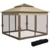 Outsunny Gazebo Doppio Tetto Impermeabile Con Zanzariere, Marrone, 325x325cm 1 Outsunny Gazebo Doppio Tetto Impermeabile Con Zanzariere, Marrone, 325x325cm -Giardino di Lusso 28945976 1