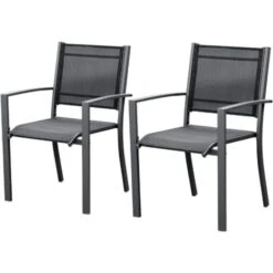 Outsunny Set 2 Sedie Da Esterno In Acciaio E Textilene Nero