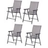 Outsunny Set Di 4 Sedie Pieghevoli Da Esterni In Acciaio E Textilene Grigio E Nero -Giardino di Lusso 28946133 1