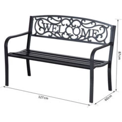 Outsunny Panchina Da Giardino In Metallo Nero Design Vintage -Giardino di Lusso 28946997 3