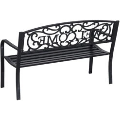Outsunny Panchina Da Giardino In Metallo Nero Design Vintage -Giardino di Lusso 28946997 5